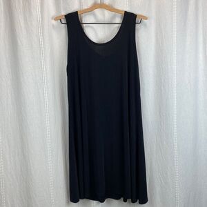 Jostar simple black tank sleeveless travel knit slinky dress large